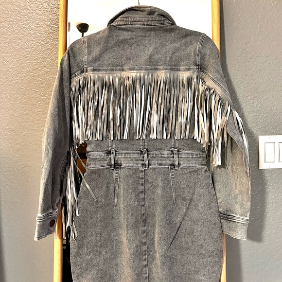 Women's Fringe Denim Mini Dress.NWT - Picture 2 of 5